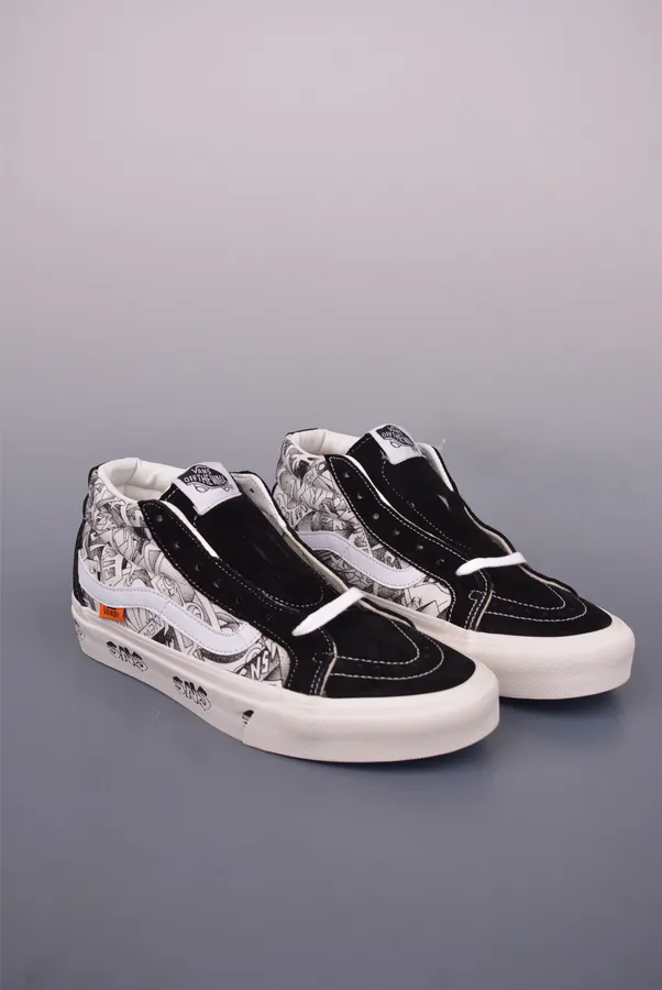 Vans Sk8 Mid SNS Black and White Graffiti Mid Cut