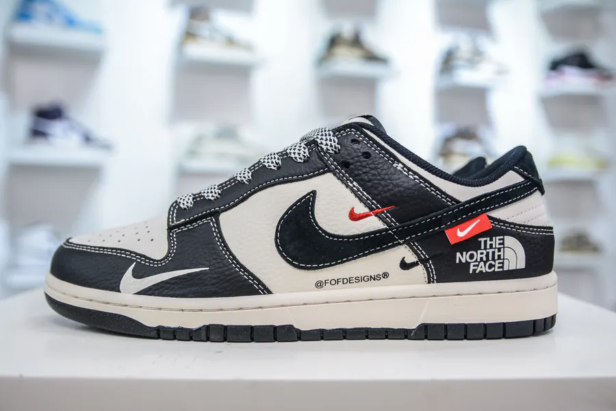 SB Dunk Low x The North Face Black and White Triple Stripe