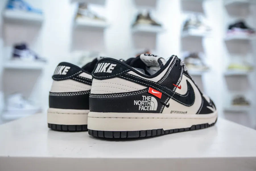 SB Dunk Low x The North Face Black and White Triple Stripe