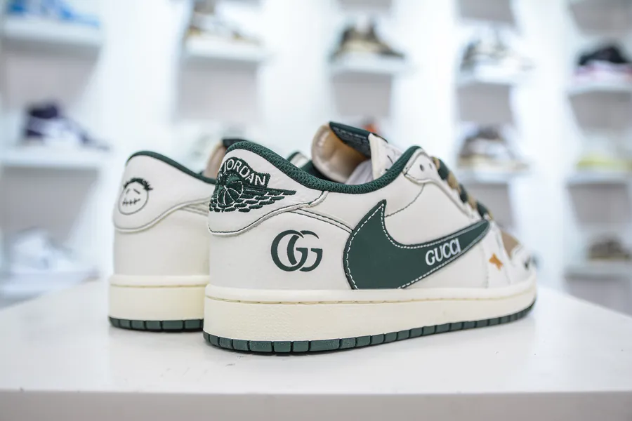 TS x Air 1 Low Collaboration White, Brown, Green Custom Color