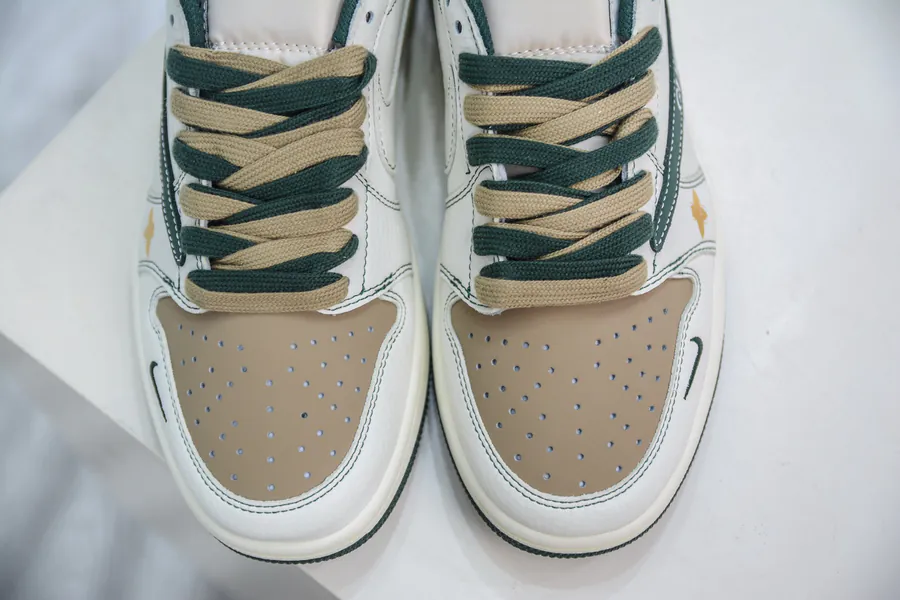 TS x Air 1 Low Collaboration White, Brown, Green Custom Color