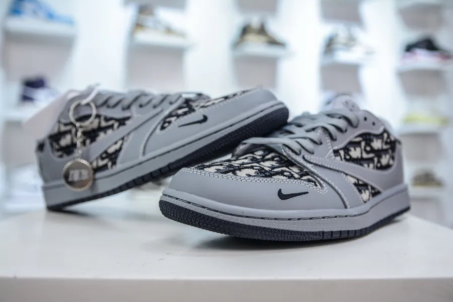 TS x Air 1 Low Customized Grey Black Colorway with Original Air Pad Module