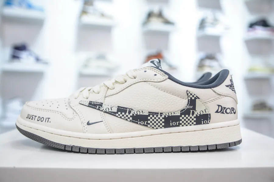 TS x Air 1 Low White and Black Customized Colorway