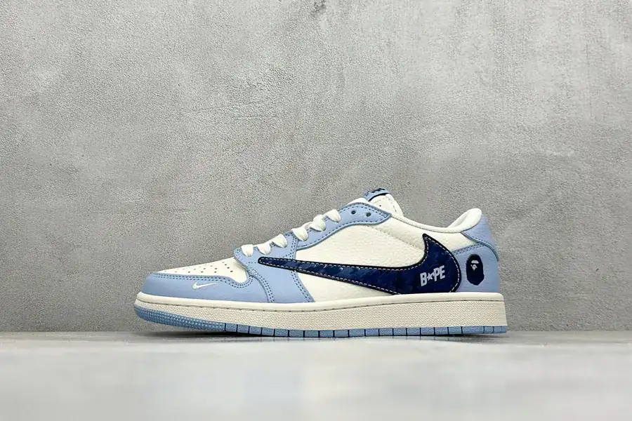 Travis Scott x Air 1 Low Reverse Blue and White Swoosh