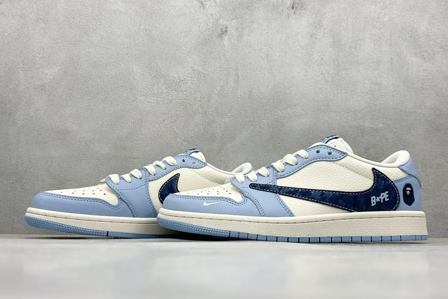Travis Scott x Air 1 Low Reverse Blue and White Swoosh