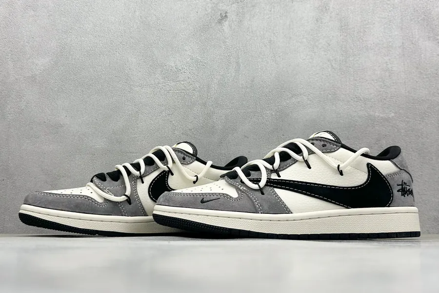 Travis Scott x Air 1 Low Reverse Black and White Croc Strap Sneaker
