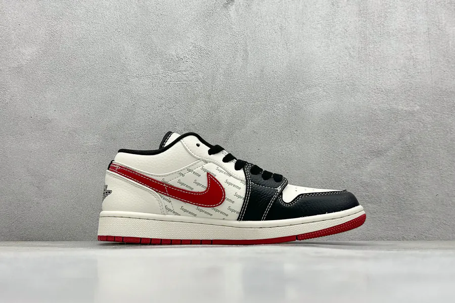 Air Jordan 1 Retro Low x Supreme White Black Red Swoosh