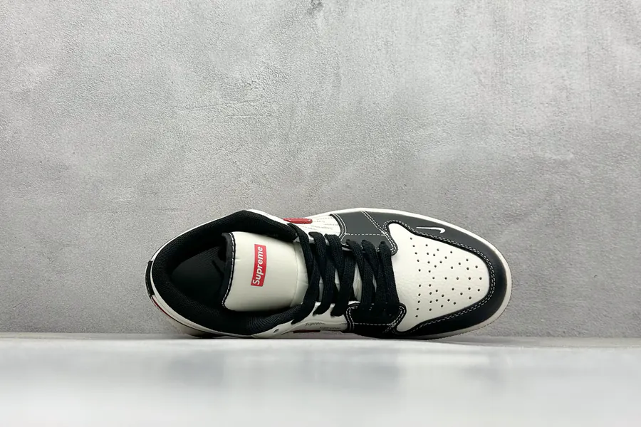 Air Jordan 1 Retro Low x Supreme White Black Red Swoosh
