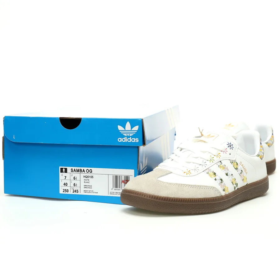 Originals Samba OG Cloud White with Colorful Flower Embroidery