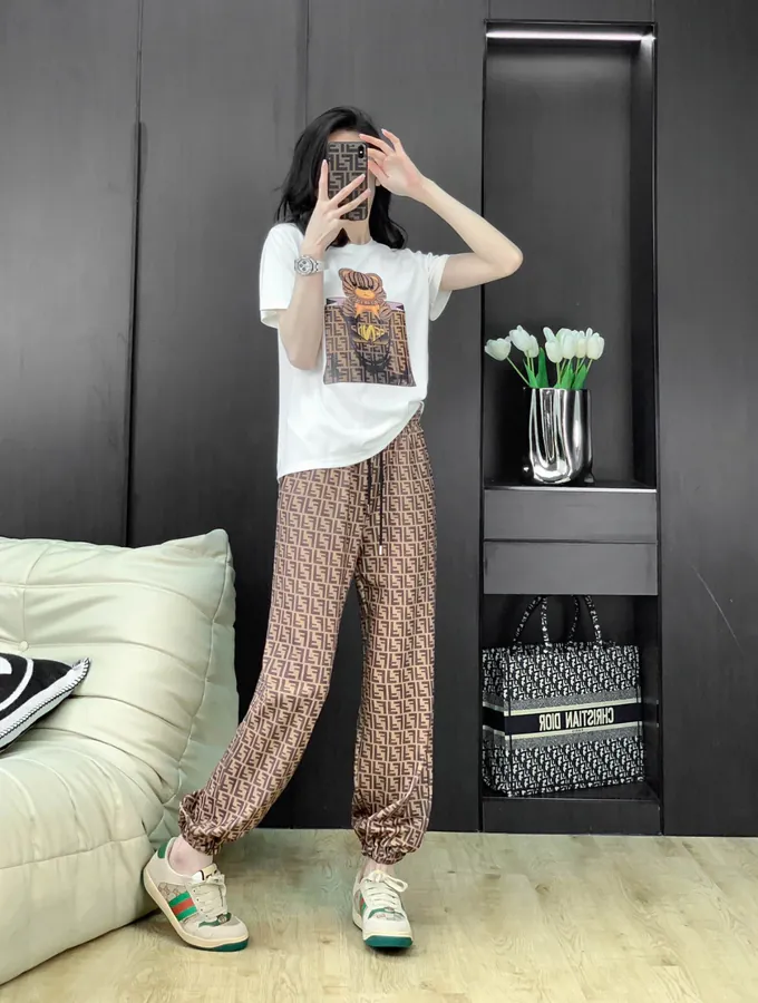 FENDI Summer Collection Premium Cotton T Shirt with Classic Fit