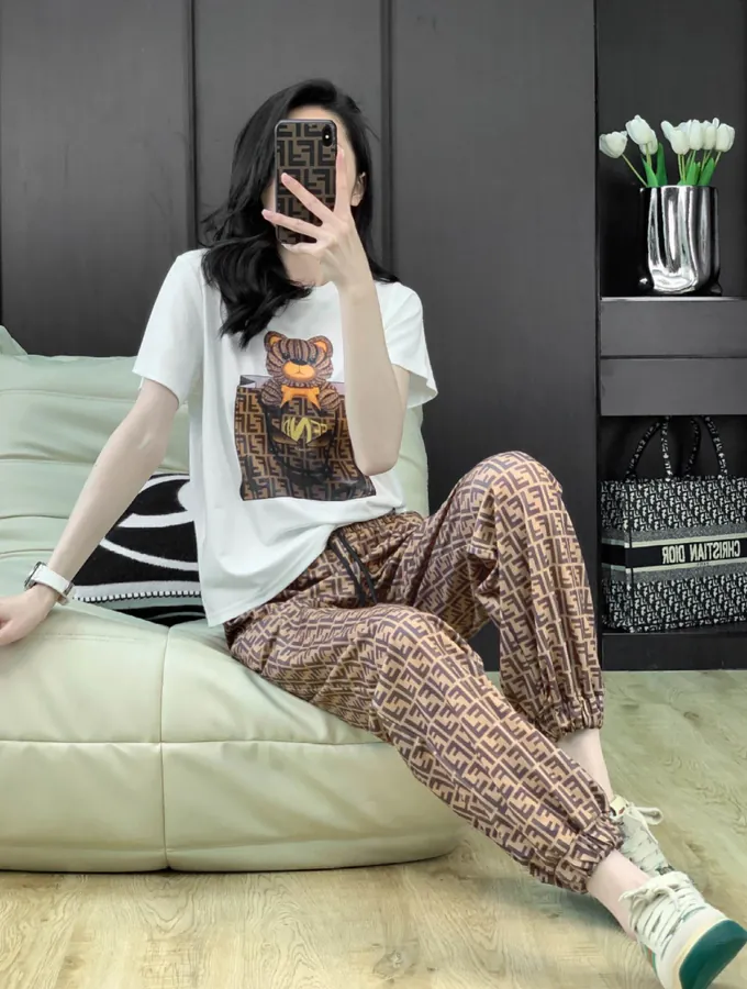 FENDI Summer Collection Premium Cotton T Shirt with Classic Fit