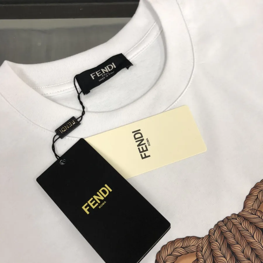 FENDI Summer Collection Premium Cotton T Shirt with Classic Fit