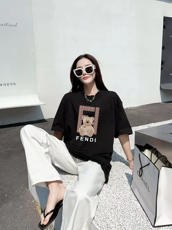 FENDI 25ss Printed Round Neck Short Sleeve T Shirt