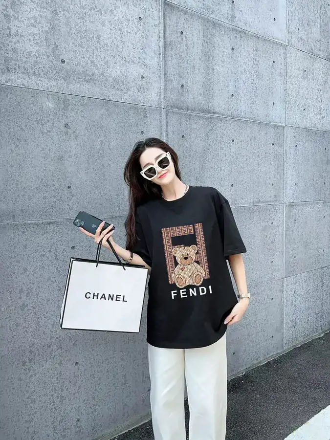 FENDI 25ss Printed Round Neck Short Sleeve T Shirt