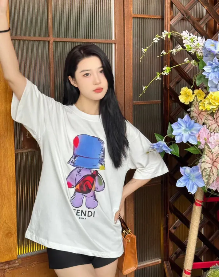 Fendi 25ss Printed Round Neck Short Sleeve T Shirt