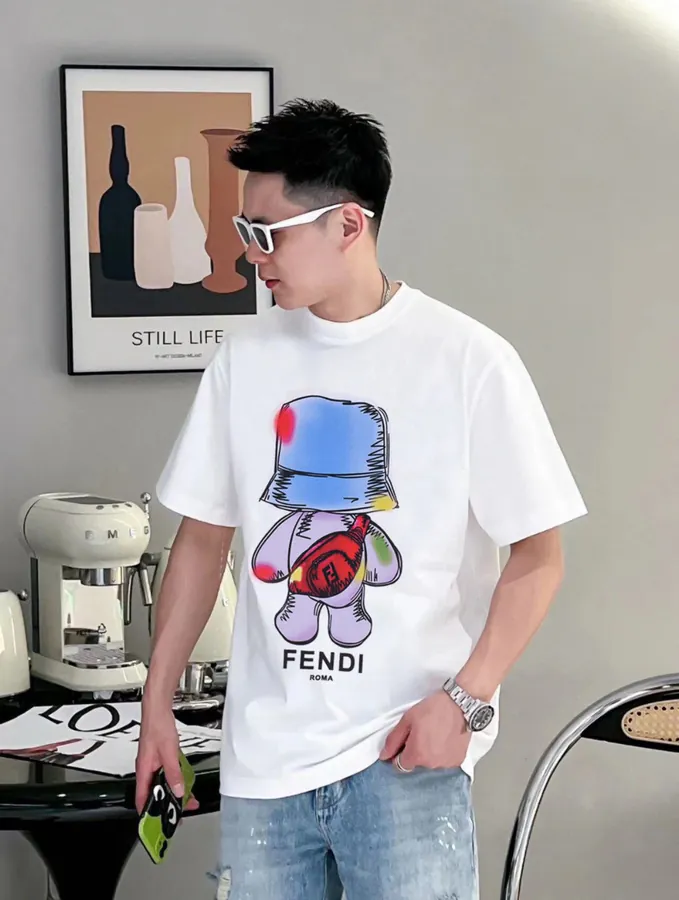 Fendi 25ss Printed Round Neck Short Sleeve T Shirt