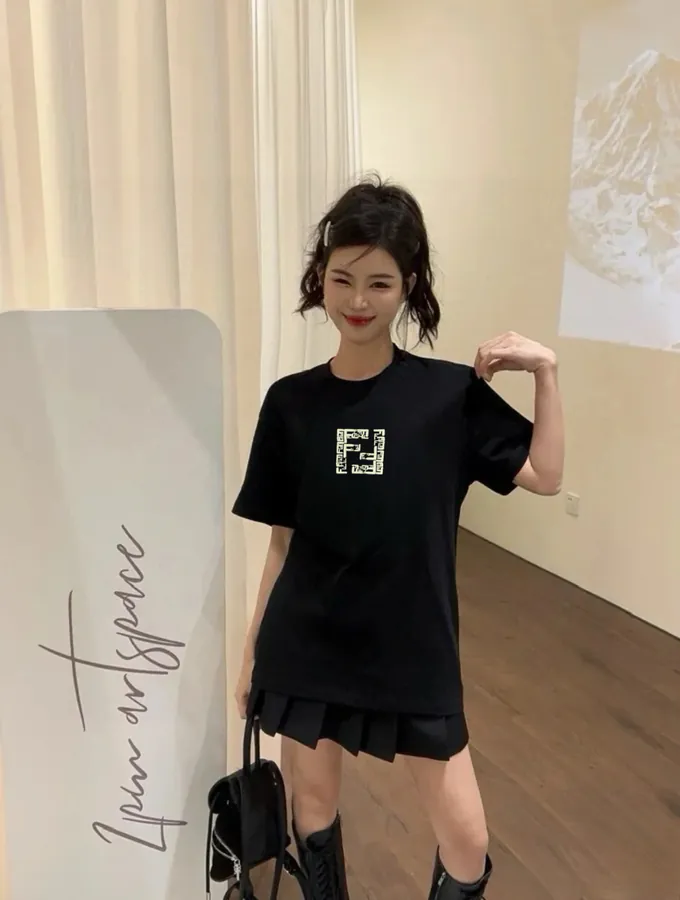 Fendi 25ss Printed Round Neck Short Sleeve T Shirt