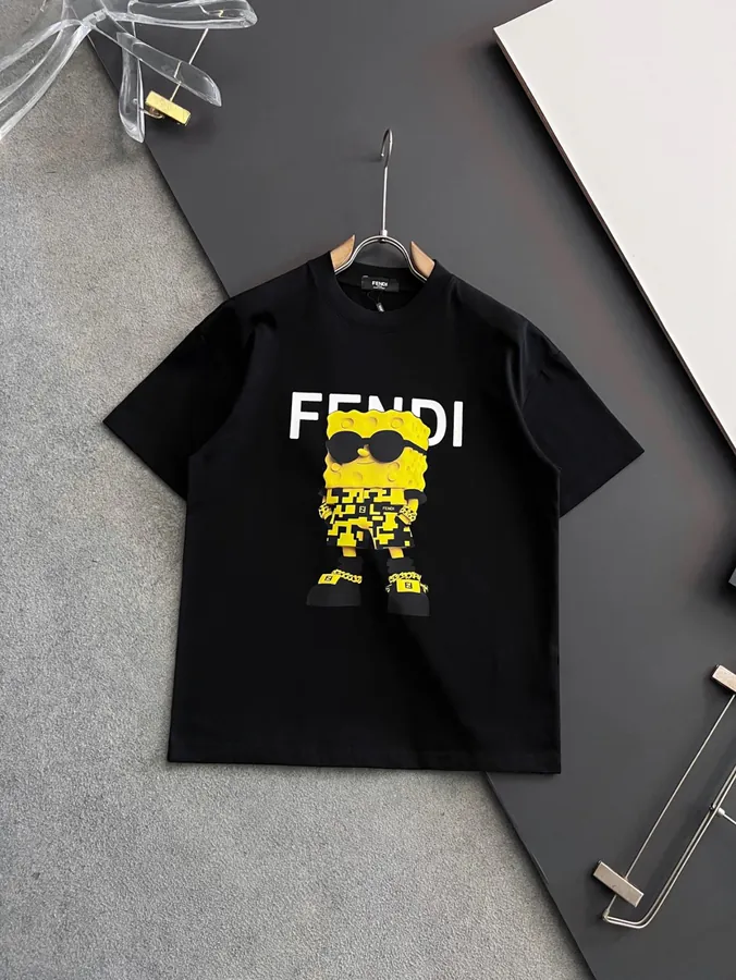 FENDI 25ss Printed Round Neck Short Sleeve T Shirt
