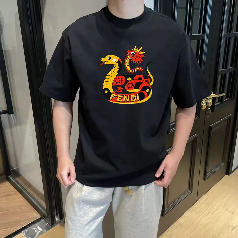 FENDI 25ss Printed Round Neck Short Sleeve T Shirt