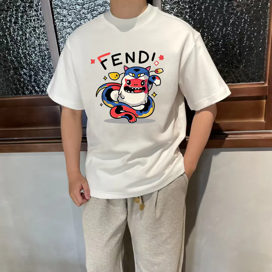 Fendi 25ss Printed Round Neck Short Sleeve T Shirt