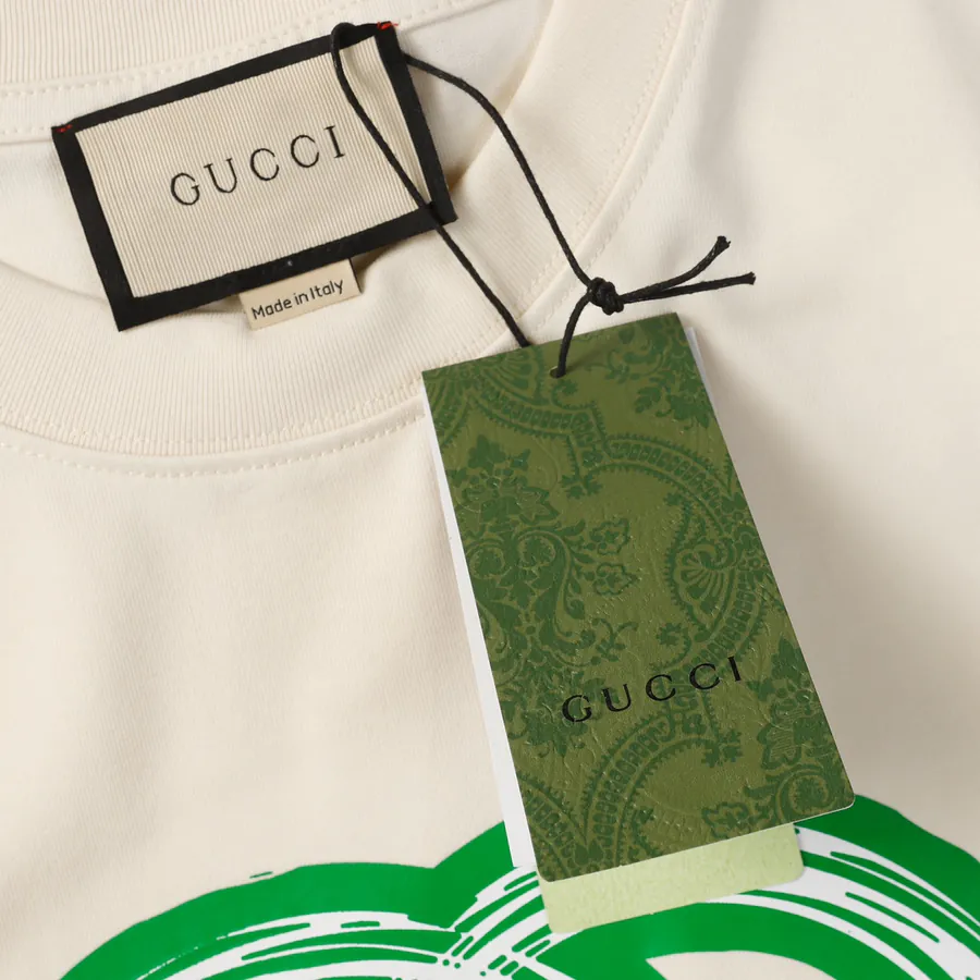 GUC Green Print Logo Short Sleeve T Shirt