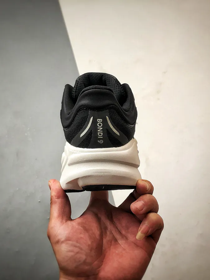 Hoka One One Bondi 9 Black and White Running Shoes