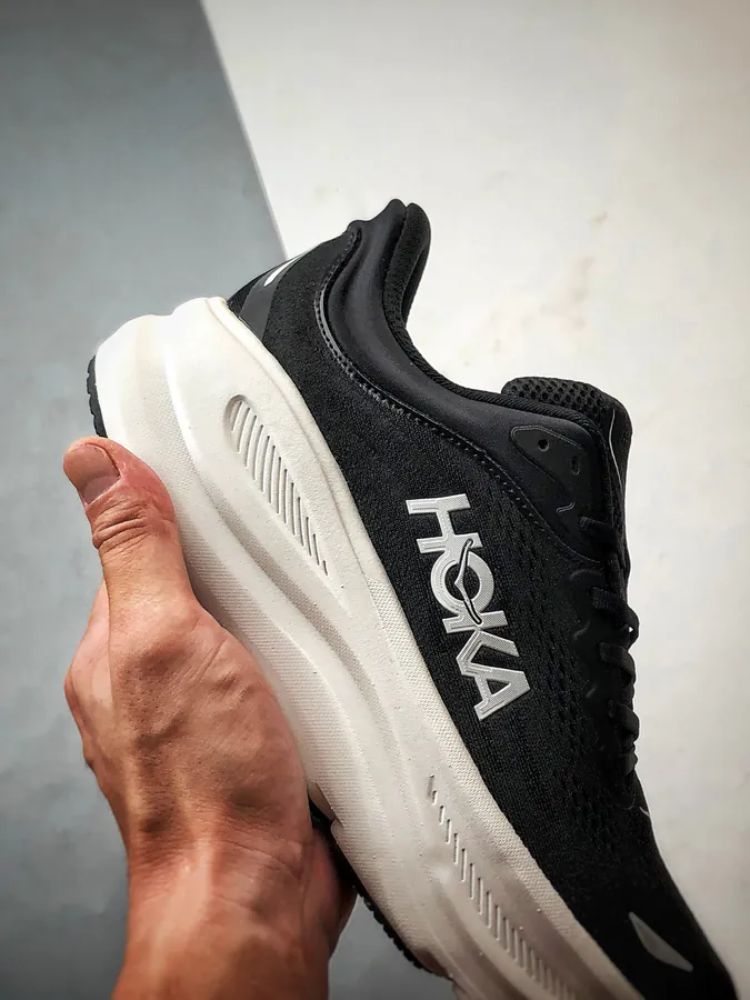 Hoka One One Bondi 9 Black and White Running Shoes