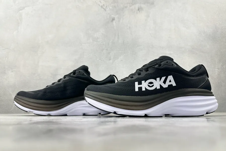 Hoka One One Bondi 8 in Black and White