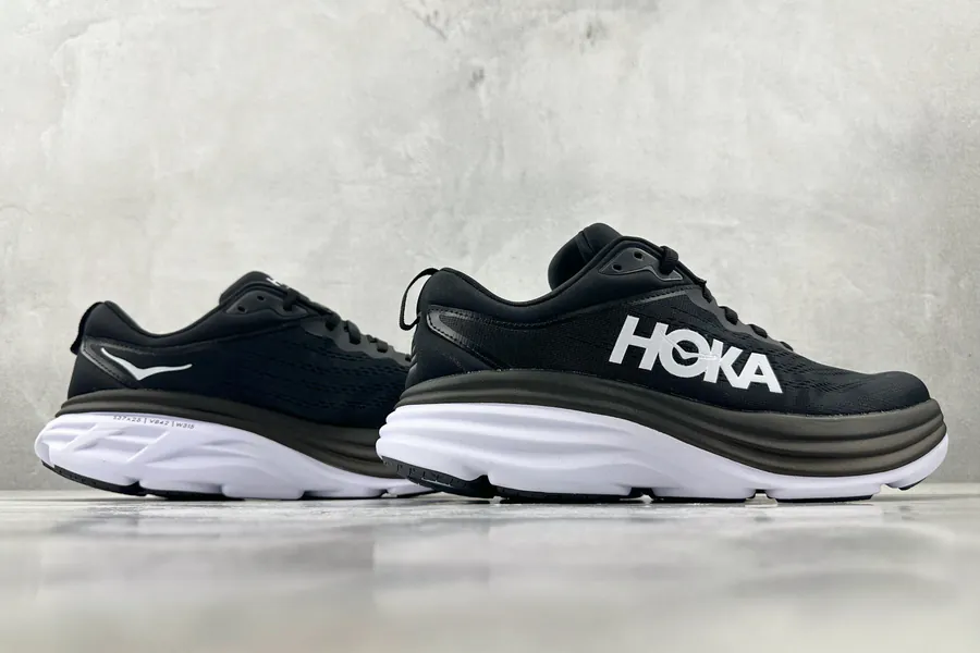 Hoka One One Bondi 8 in Black and White