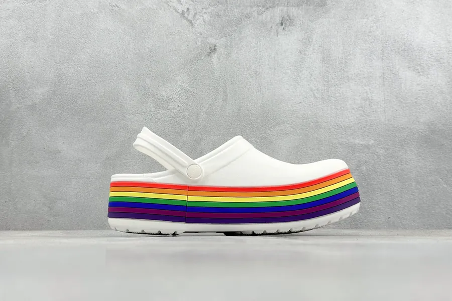Crocs Crocband Platform Rainbow Comfortable Thicker Sole Sandals with Adjustable Strap