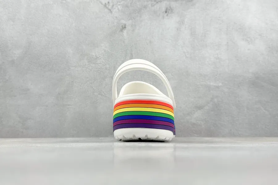 Crocs Crocband Platform Rainbow Comfortable Thicker Sole Sandals with Adjustable Strap