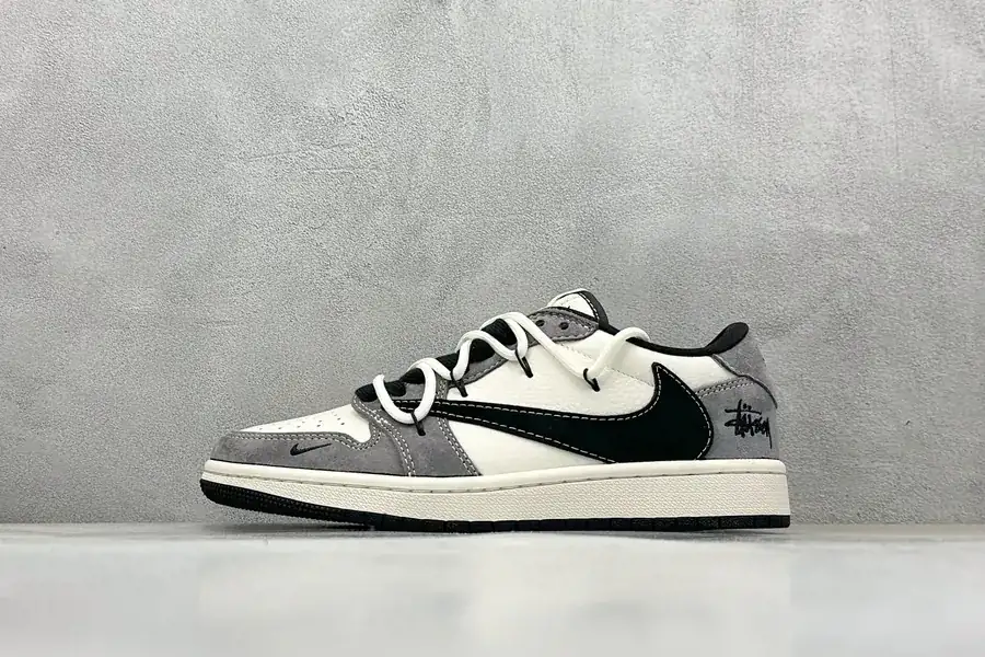 Travis Scott x Air 1 Low Reverse Black and White Checkerboard with Buckle Straps