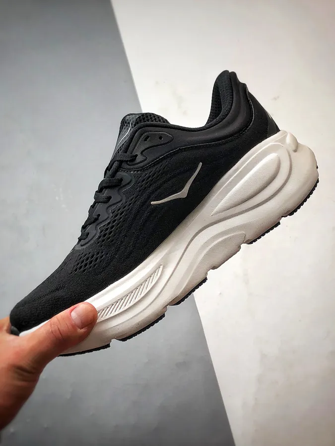 Hoka One One Bondi 9 Black and White Running Shoes