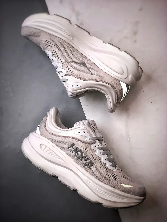 Hoka One One Bondi 9 Silver White Running Shoes