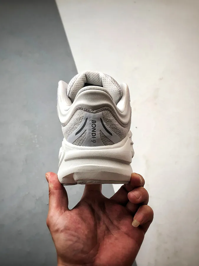 Hoka One One Bondi 9 Silver White Running Shoes