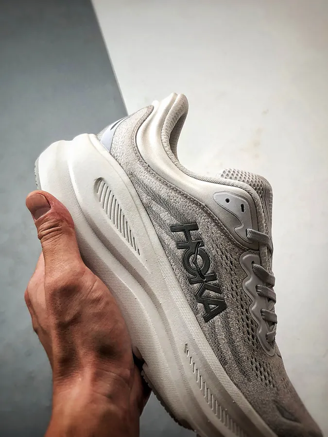 Hoka One One Bondi 9 Silver White Running Shoes
