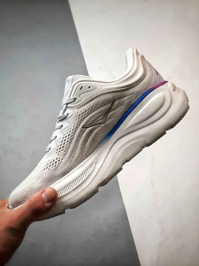 Hoka One One Bondi 9 Grey White Running Shoes