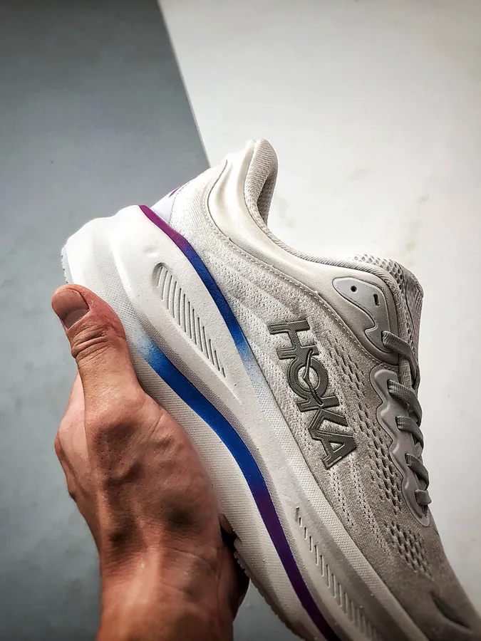 Hoka One One Bondi 9 Grey White Running Shoes