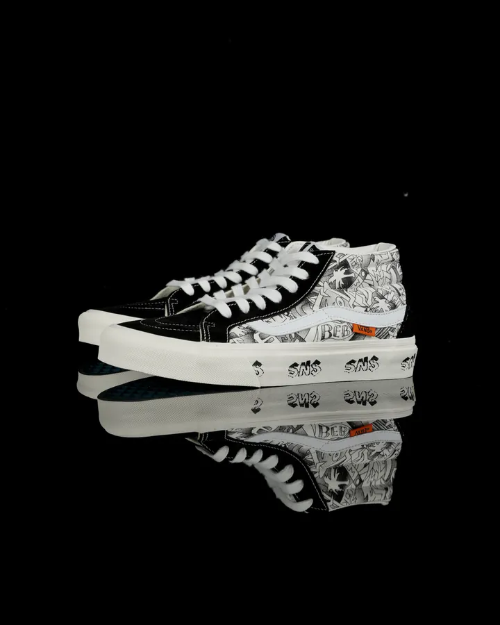 Vans Sk8 Mid SNS Black and White Graffiti Mid Cut