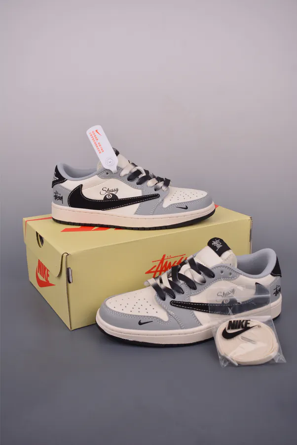 Fraent x Travis Scott x Black 8 Air 1 Low Triple Collaboration Sneaker