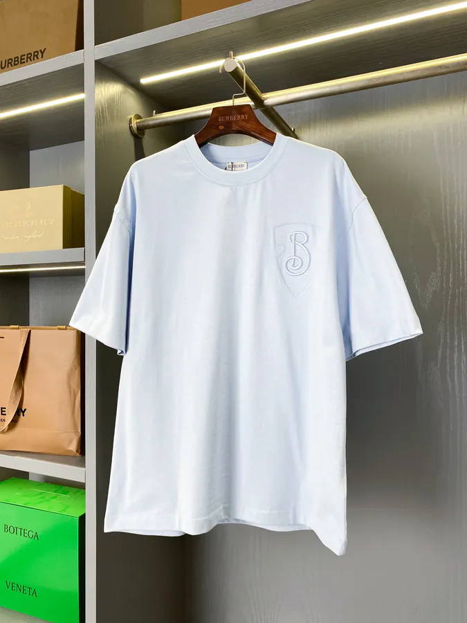 Burberry B Shape Shield Embroidery Round Neck T Shirt