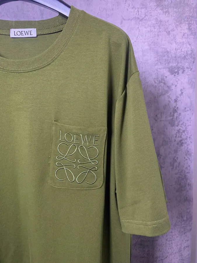 LOEWE*罗意威 Pocket Logo Embroidered Short Sleeve T Shirt
