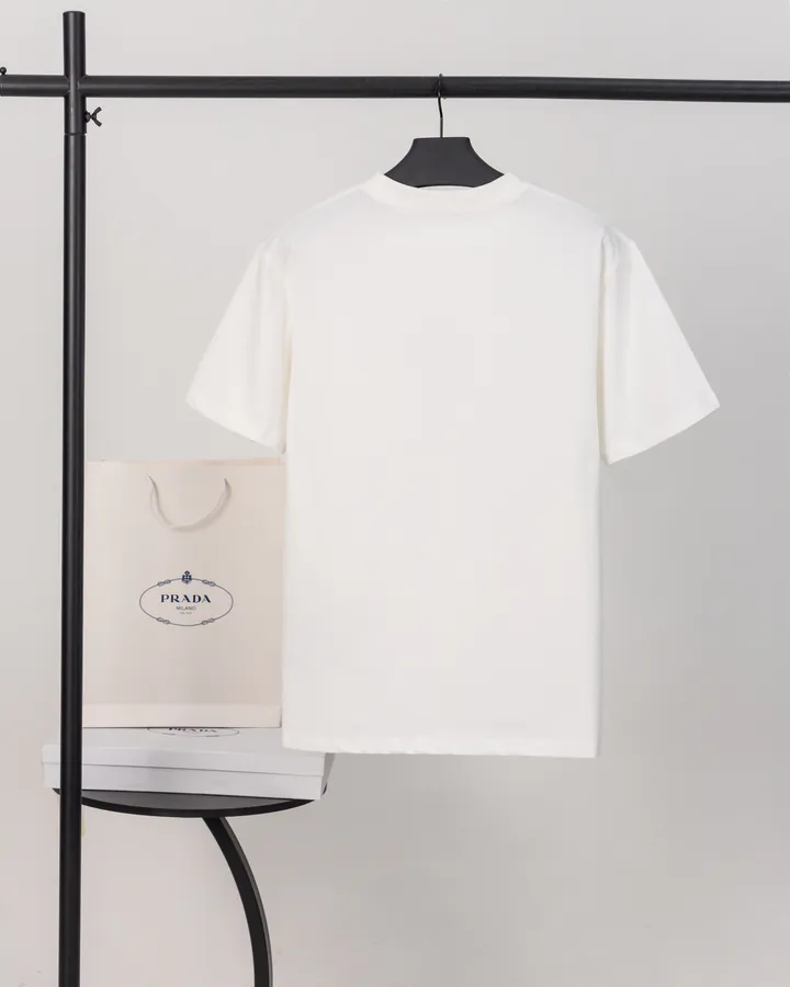 PRADA Triangle Logo Pocket T Shirt in Black and White