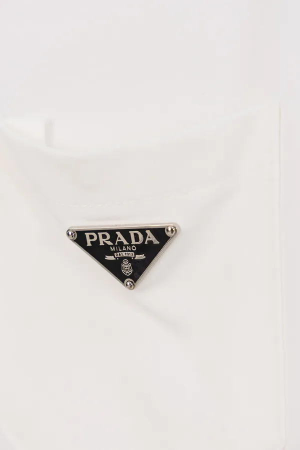 PRADA Triangle Logo Pocket T Shirt in Black and White