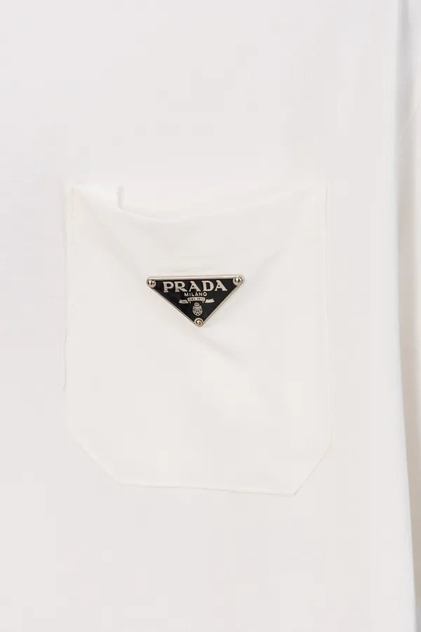 PRADA Triangle Logo Pocket T Shirt in Black and White