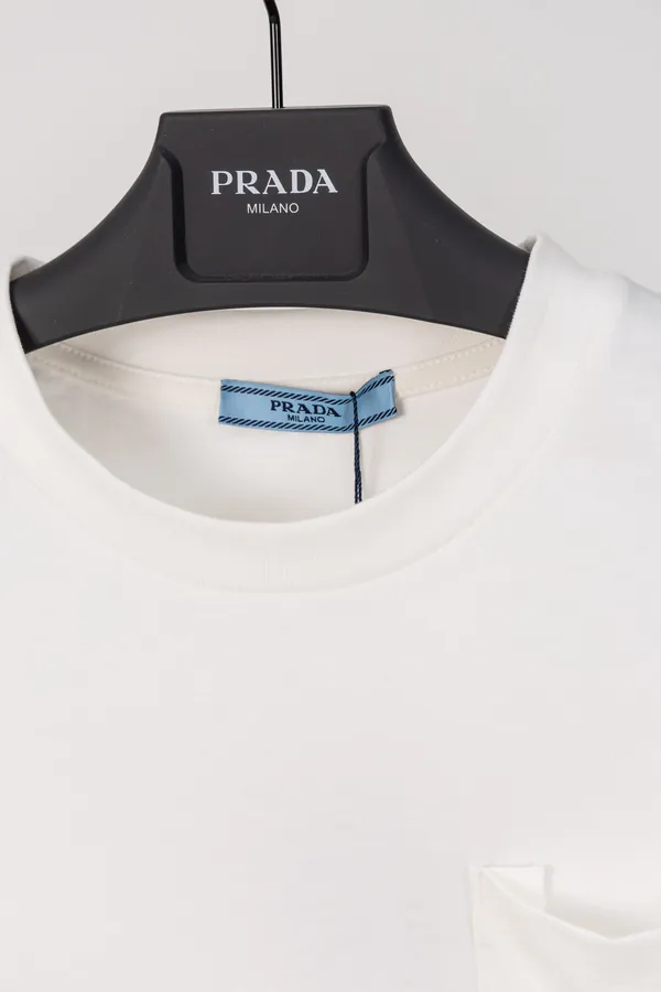 PRADA Triangle Logo Pocket T Shirt in Black and White