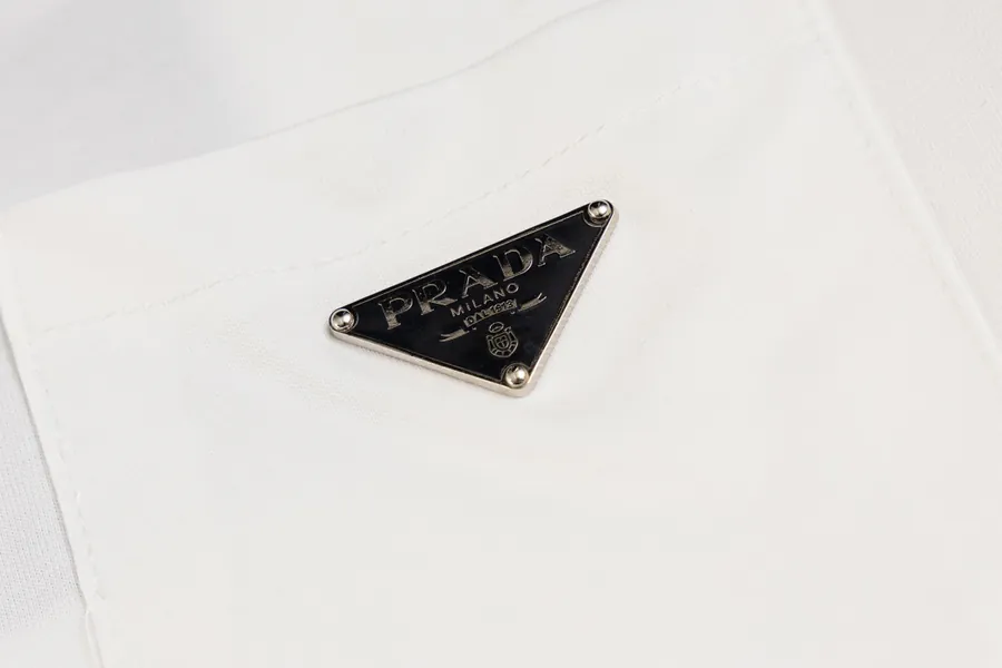 PRADA Triangle Logo Pocket T Shirt in Black and White