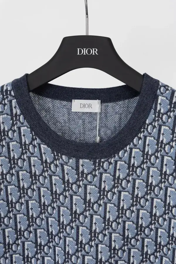 DIOR Blue Oblique Wool Blouse