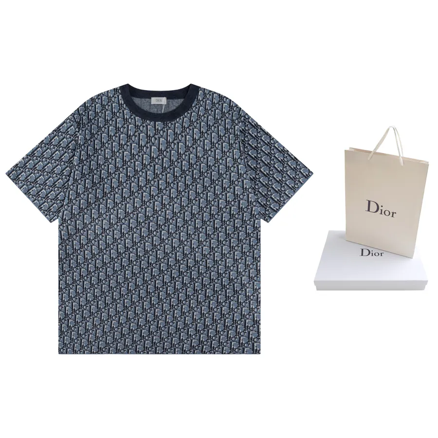 DIOR Oblique Blue Cashmere Short Sleeve