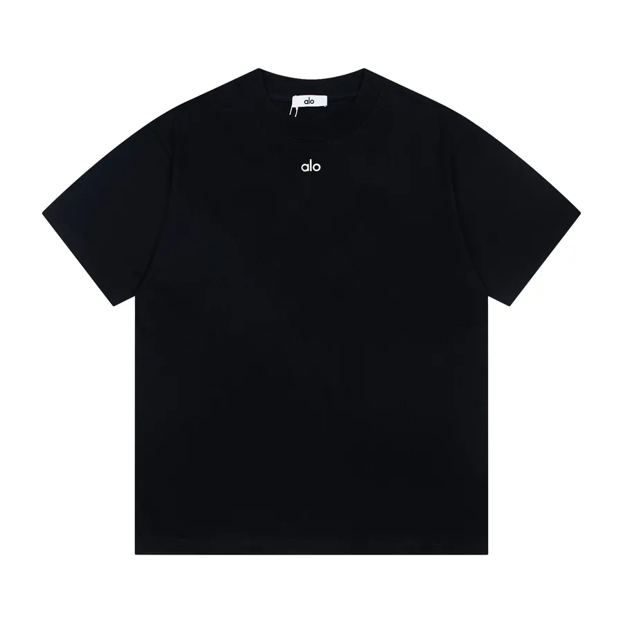 ALO Classic Letter Front Casual Round Neck Short Sleeve T Shirt